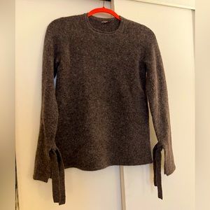 Brown Wool Sweater with Tie Sleeves